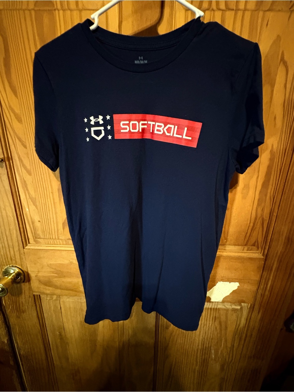 Under Armour Navy Short Sleeve Softball Graphic Tee with Red Logo